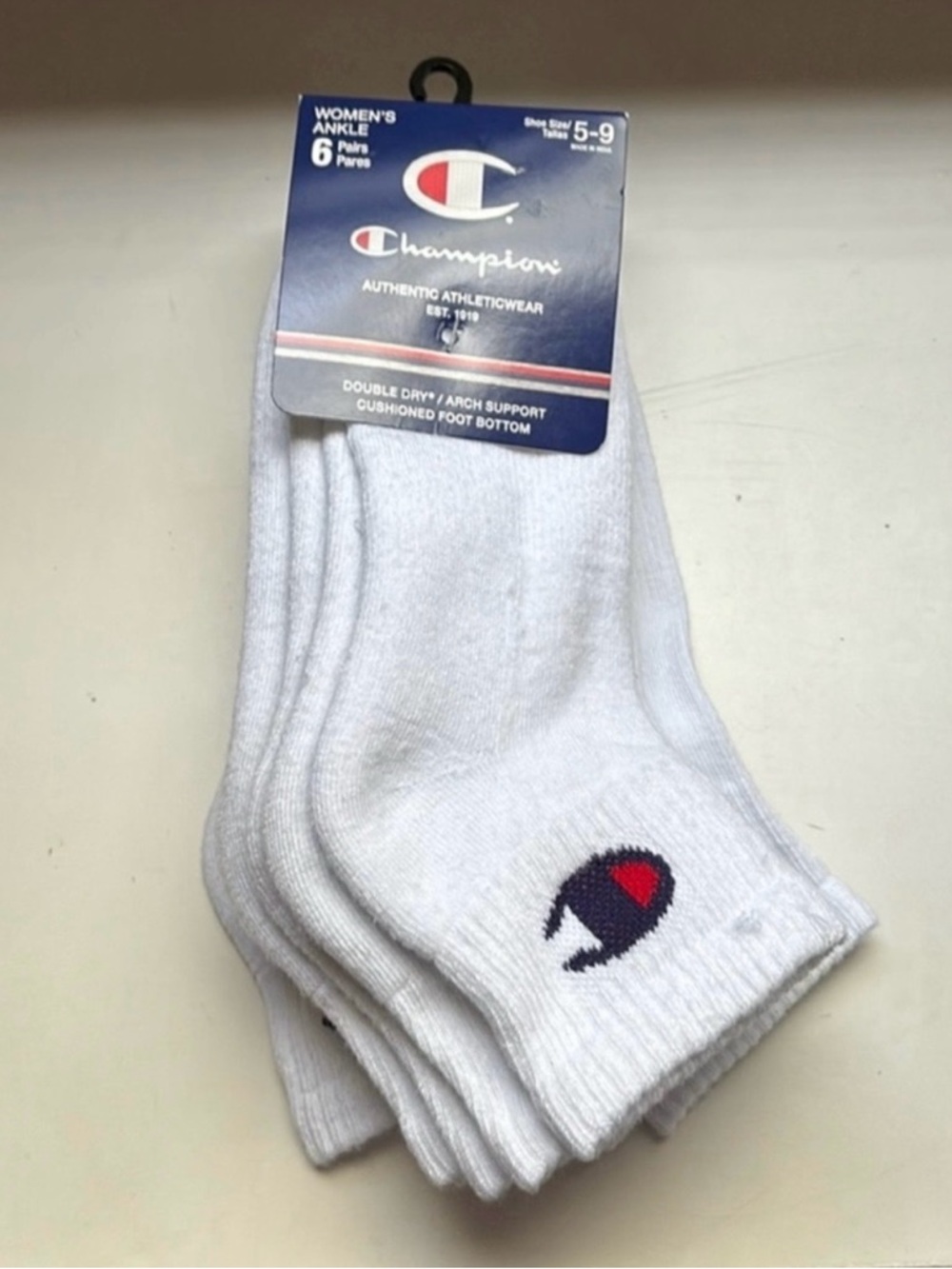 New Champion Socks Women’s 6 Pair White Ankle Socks Activewear Athletic Casual